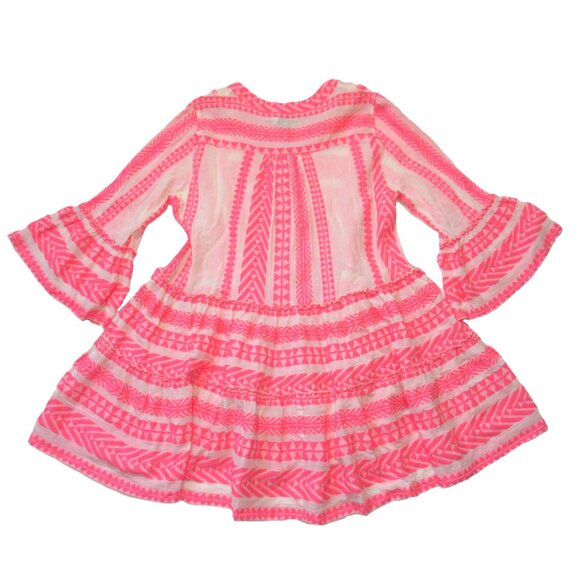 NWT Devotion Twins Ella Tunic in Neon Pink Off-White A-line Tiered Mini Dress MP - Picture 7 of 7